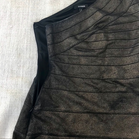 One shoulder Dress Express Small Metallic Bronze - Picture 5 of 10